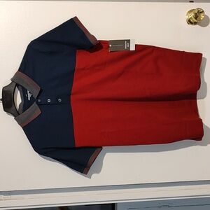 Men's Claiborne Slim Fit fit Navy Red Polo Shirt Size Medium